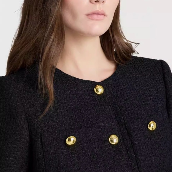 NWT Cinq a Sept 5a7 Auden Cropped Jacket - Black Noir Tweed Casual - Picture 2 of 6